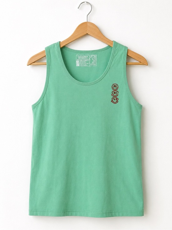 Dutch Bros Tops - Dutch Bros Good Vibes Melty Happy Face Tank Top Medium Mint Green